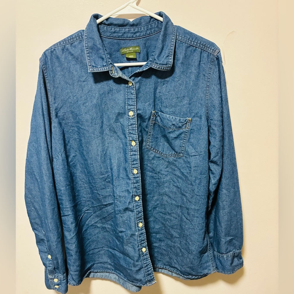 Eddie Bauer Blue Denim Button-Front Shirt